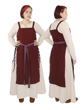GYDA WOOL Burgundy - Medieval Viking Wool Apron Pinafore Dress